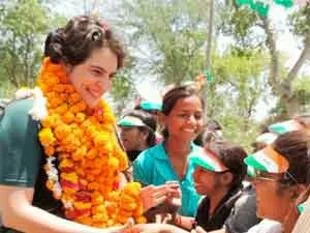 Priyanka Gandhi seen campaigning in Amethi